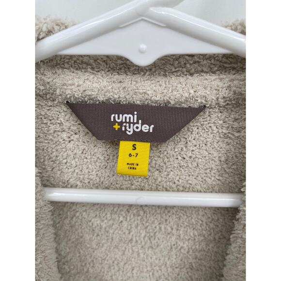 rumi + ryder Cream Oatmeal Fuzzy Cardigan Cozy Open Front  S 6/7 - Picture 3 of 6